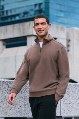 Sid Mens Half-Zip Sweat - Brown