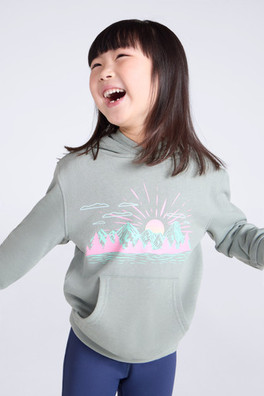 Mountain Sunset Kids Hoodie - Light Khaki