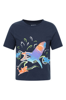 Shark Attack Kids Short Sleeve T-Shirt - Dark Blue