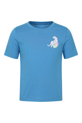 Floral Tiger Kids Short Sleeve Tee - Bright Blue