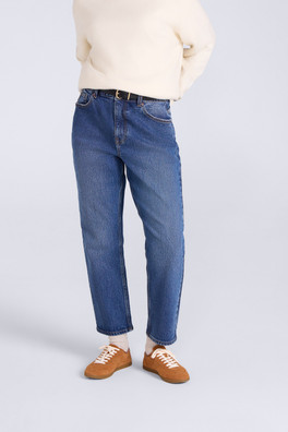 High waisted Straight Leg Womens Jeans - Dark Blue