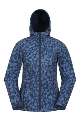Exodus Womens Printed Water Resistant Softshell Jacket - Dark Blue