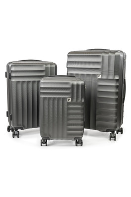 Soleil Wheeled Hard Sided Suitcase 3pc Luggage Set - Charcoal Grey