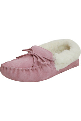 Soft Sole Womens Wool Lined Moccasins - Pink