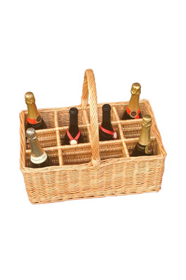12 Bottle Drinks Basket - Brown