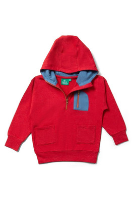 Baby Kids 100% Organic Cotton Quarter Zip Hoodie - Red