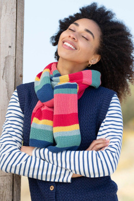 Cliff Womens 100% Organic Cotton Knit Scarf - Light Rainbow