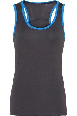 Panelled Fitness Womens Sleeveless Vest - Charcoal / Sapphire