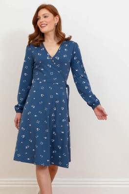 Highcliffe Womens 95% Cotton Jersey Wrap Dress - Forage Floral