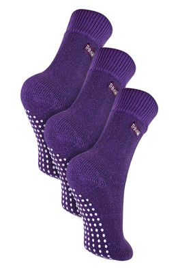 Kids Indoor Slipper Socks with Grippers - Purple