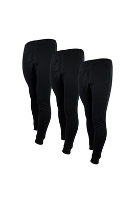 3 Pack Kids Warm Base Layer Thermal Bottoms - Black (X3)