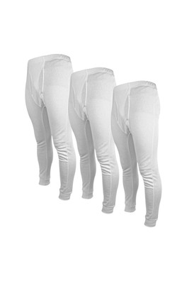 3 Pack Kids Warm Base Layer Thermal Bottoms - White (X3)