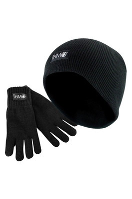 Kids Thinsulate Winter Hat & Gloves Set - Black