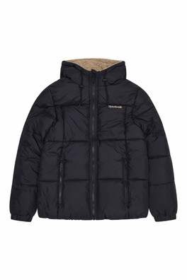 Reversible Puffer Sherpa Womens Jacket - Black