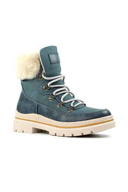 Evelyn Womens Waterproof Fluffy Cuff Fashion Boot - Mid Blue