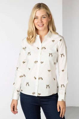 Wistow Ladies Printed Shirt - Hare White