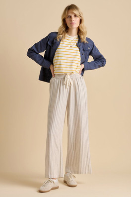 Stripe Womens Wide Leg Trouser - Cream