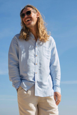Men's Linen Shirt - Azure Blue