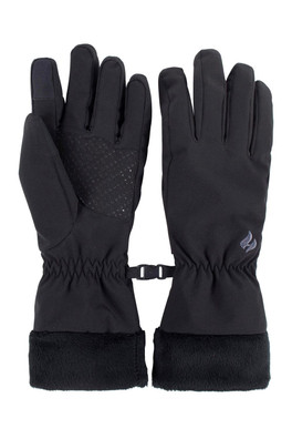 Womens Soft Shell Thermal Waterproof Gloves - Black