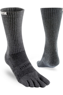 Mid Weight Mens Trail Run Seamless Toe Socks - Charcoal Grey