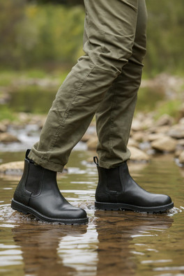 Wells Mens Leather Waterproof Dealer Chelsea Boots - Black