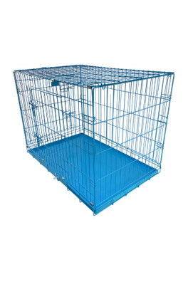 Dog Cage with Metal Tray - Blue