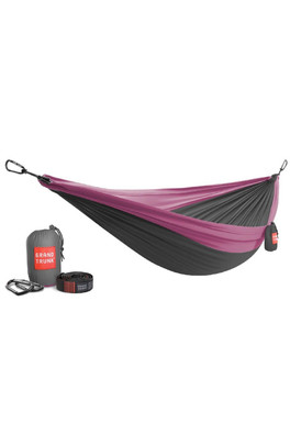 Double Deluxe Hammock w/Strap - Charcoal, Magenta