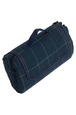 Luxury Blue Tweed Picnic Blanket - Blue Check