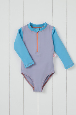 Long Sleeve Honeycomb Waffle Swimsuit - Lavender