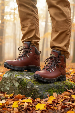 Teslin Mens Leather Waterproof Hiking Boots - Brown