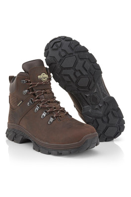 Teslin Mens Leather Waterproof Hiking Boots - Waxy Brown
