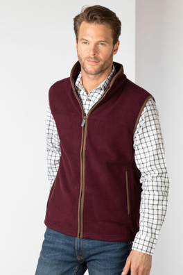 Huggate Mens Premium Fleece Waistcoat - Marl Burgundy