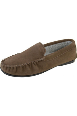 Berber Mens Fleece Lined Suede Moccasins - Taupe