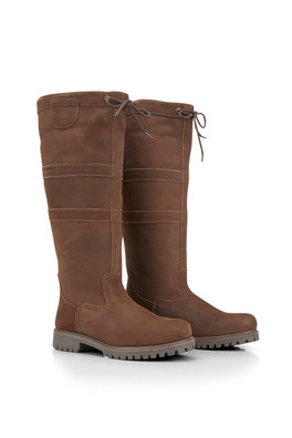 Burghley Womens Leather Long Country Boots - Brown
