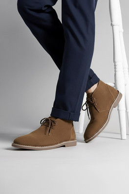 Sahara Mens Suede Leather Desert Boots - Khaki