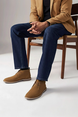 Sahara Mens Suede Leather Desert Boots - Tan