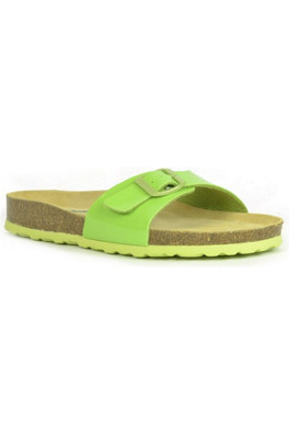 Malaga Lacquered Womens Sandals - Green/Brown