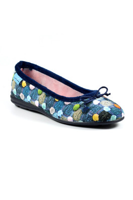 Magic Womens Pom Pom Print Pump Slipper - Blue
