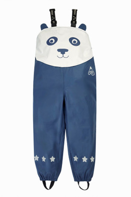 Kids Waterproof Character Puddle Buster Trousers - Navy Blue/Panda