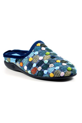 Crackle Womens Fleece Lined Slip On Slippers - Blue