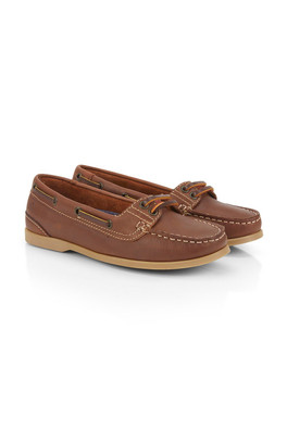 Pixie Womens Premium Leather Boat Shoes - Brown