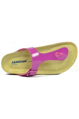 Geneve Lacquered Womens Sandals - Fuchsia/Brown