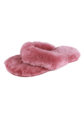 Womens Sheepskin Flip Flops - Rose