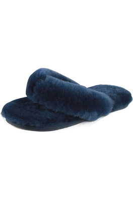 Womens Sheepskin Flip Flops - Navy
