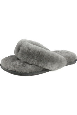 Womens Sheepskin Flip Flops - Grey