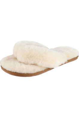 Womens Sheepskin Flip Flops - Apricot