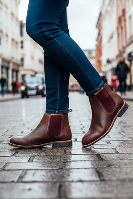 Sadie Womens Leather Chelsea Boots - Brown