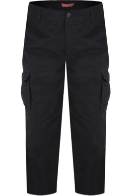 D555 Robert Mens Washed Cargo Trousers - Black