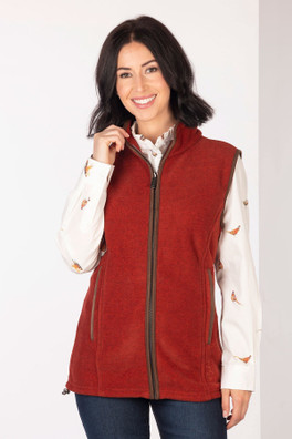 Huggate Ladies Premium Fleece Waistcoat - Burnt Orange