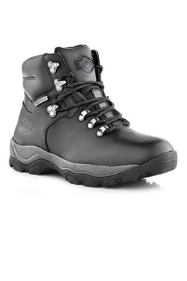 Creston Mens Leather Waterproof Walking Boots - Black